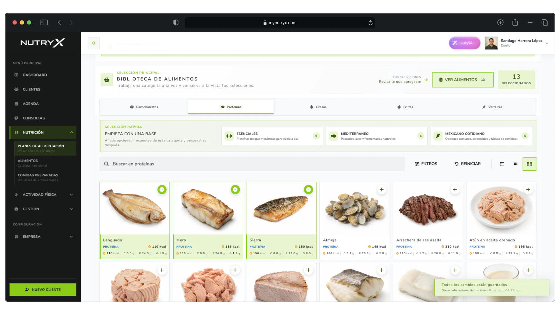 Selección visual de alimentos y cálculo de raciones en Nutryx